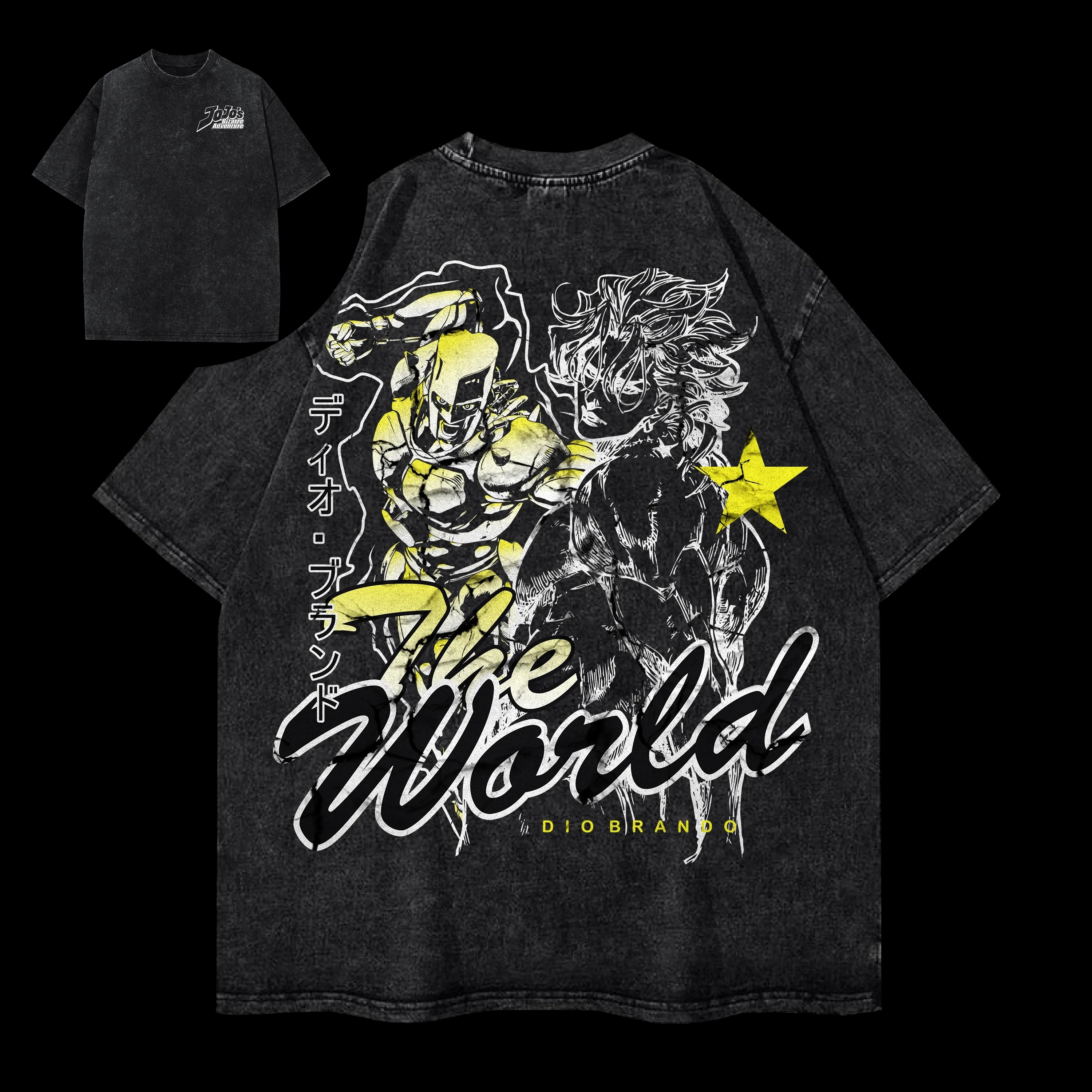 

Футболка мужская черная с графическим принтом Jojo's Bizarre Adventure Dio Brando The World, винтажный стиль, хлопок, летняя уличная одежда 2026