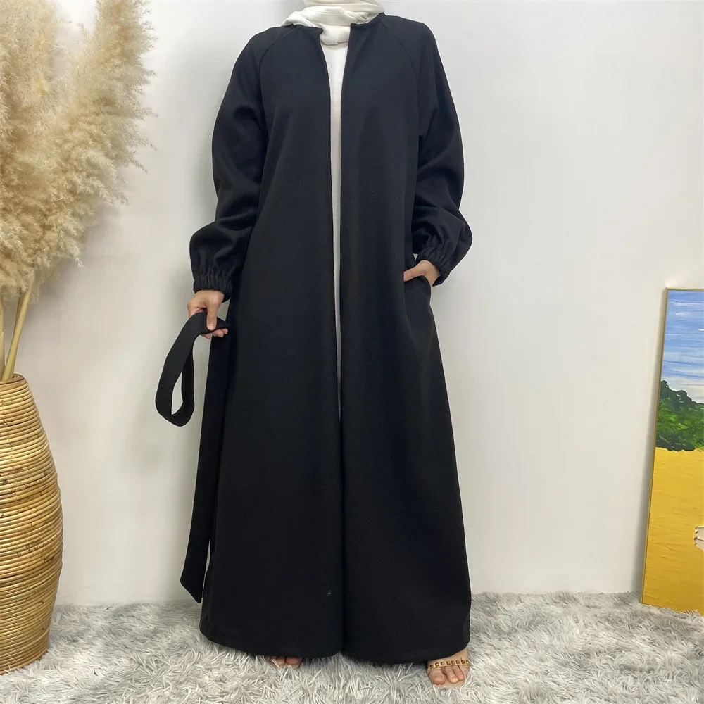 Cardigan muçulmano dubai abayas feminino vestidos longos com faixas islam roupas abaya vestido africano para mulher musulman djellaba