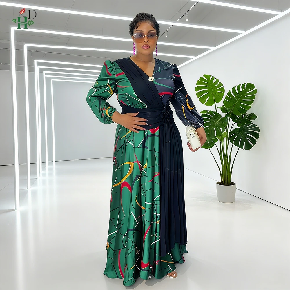 

2025 African Clothe Plus Size Women's Elegant Fashion Dresses Turkey Party Dress Daily Ankara Dress Office Wear Summer Long Gown