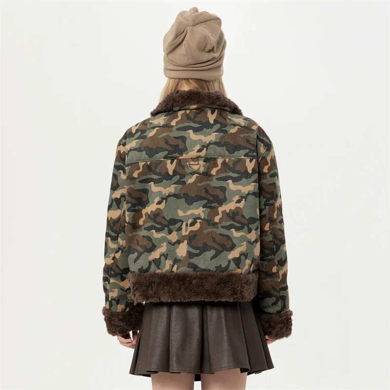 Winter Coats Woman 2024 New Women\'s Winter Short Padded Jacket Camouflage Cropped Berber Fleece Winter Jackets for Women Offers