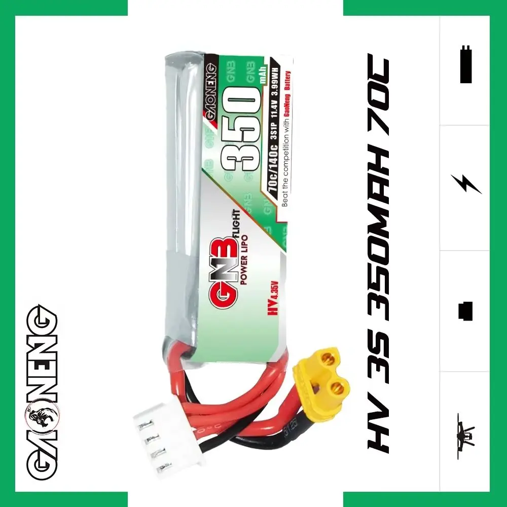 Аккумулятор LiPo GAONENG GNB 350 мАч HV 3S 70C 140C 11.4V XT30 для Cinelog, Cinewhoop, радиоуправляемых игрушек, маленьких вертолетов, самолетов, квадрокоптеров, мультироторов