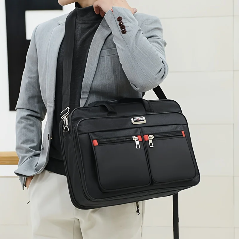 1Pc Men\'s Laptop Briefcase Waterproof Laptop Bag, Suitable for Business Shoulder Bag