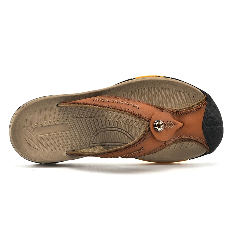 Classic Summer Genuine Leather Flip-flops Men Sandals Soft Leather Shoes Man Sandalias Outdoor Antiskid Beach Sandals Handmade
