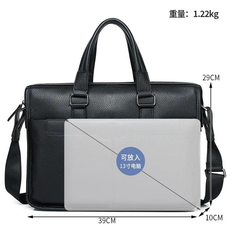 2025 New Handbag Top Layer Cowhide 15inch Laptop Messenger Luxury Man Bag Leather Business Large Capacity Men's Briefcase