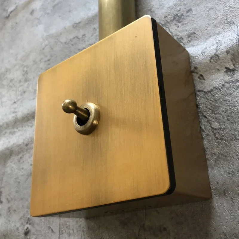 Brass Lever Toggle Switch Retro Yellow Bronze Brushed Stainless Steel Panel 1-4 Gang 2 Way Wall Light Switch