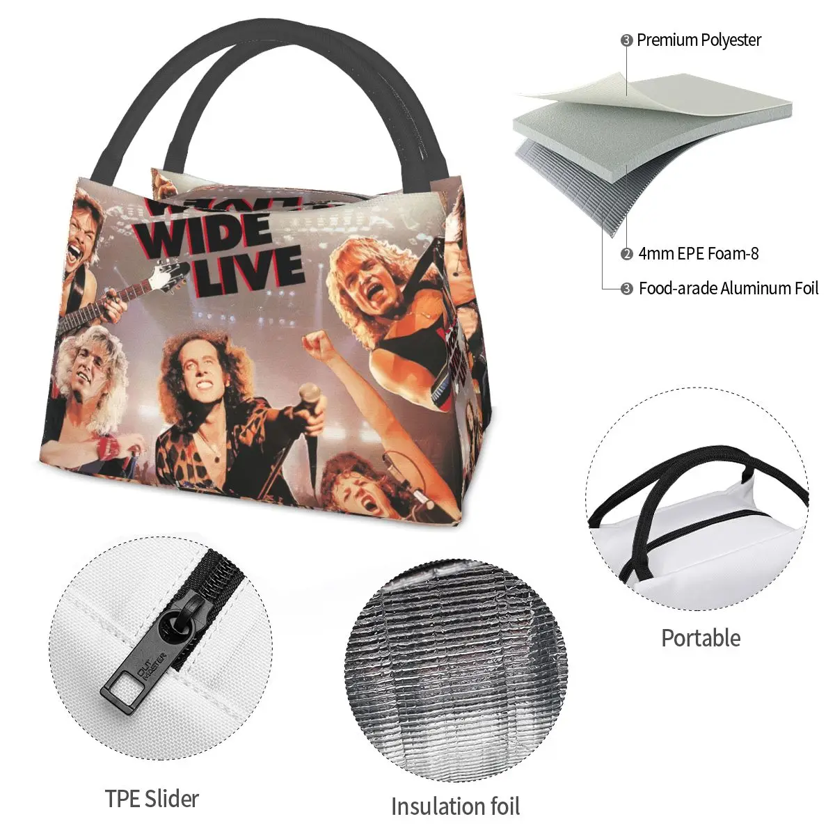SCORPIONS-World Wide Live 50th Band Anniversary Portable insulation bag for Cooler Food Office Pinic Container
