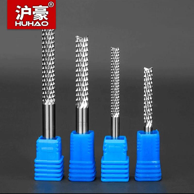 HUHAO 1pc 3.175mm 4mm 6mm Carbide Tungsten Corn Cutter Cutting PCB Milling Bits End Mill CNC Router Bits for Engraving Machine