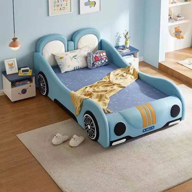 Automotive Styling bed children's 1.5 meters with guardrail Single Bed comfortable cartoon creative camas bedroom furniture