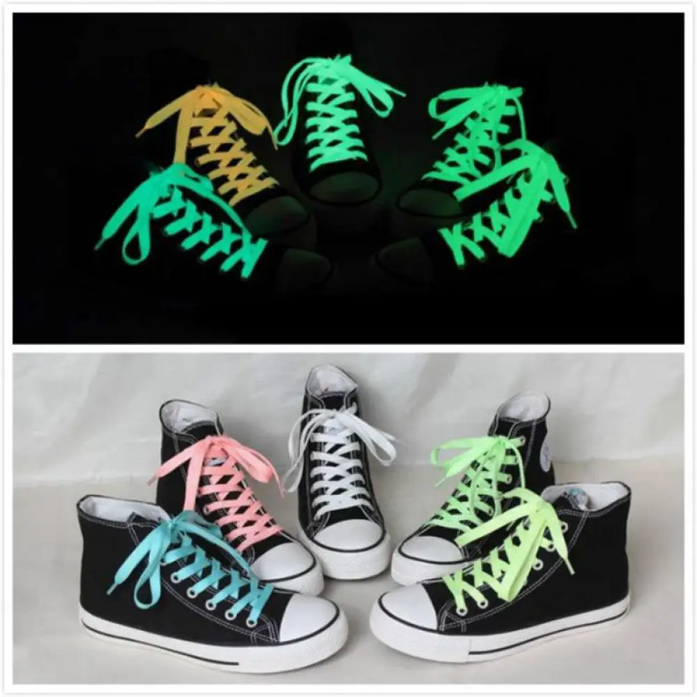 One 100cm Luminous Glow In The Dark Shoelace Flat Athletic Sport Boots Shoe Laces Strings