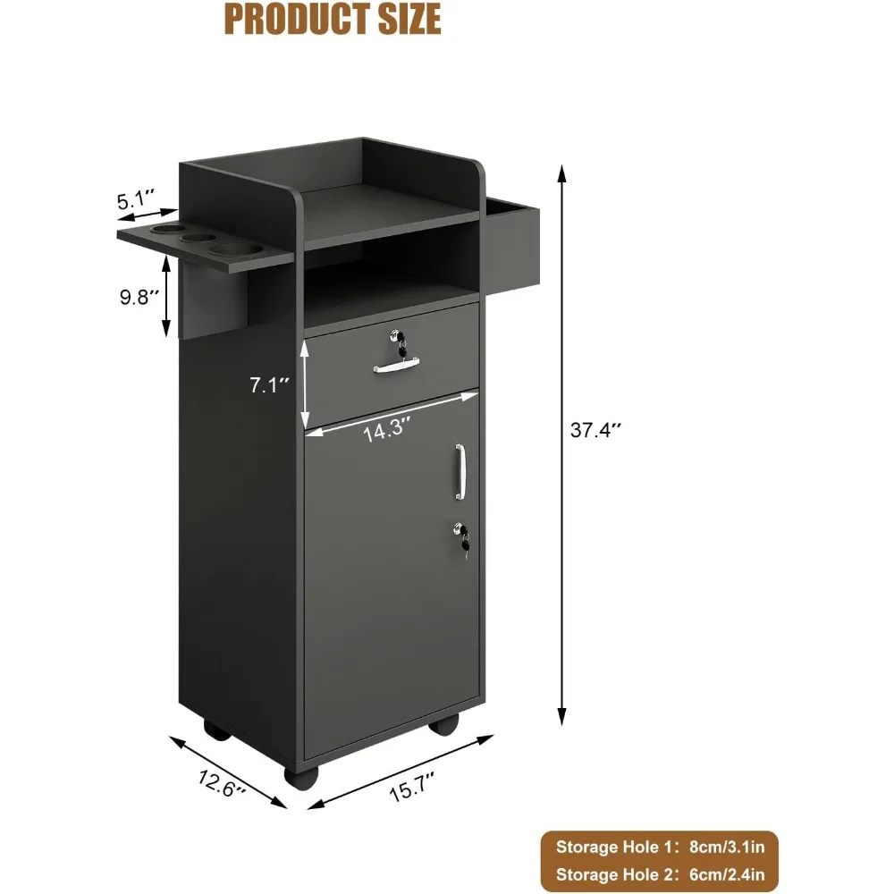 サロンステーション、ロック引き出しと3つのツールホルスターを備えたヘアスタイリスト向けの多用途サロンステーション、スパストレージトロリーカート