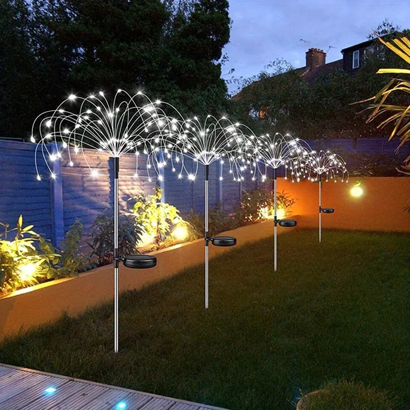 1-packs kerstverlichting op zonne-energie, waterdichte vuurwerkverlichting voor buiten, LED's tuinbloemlicht voor tuin kerstfeest doe-het-zelf decoratie