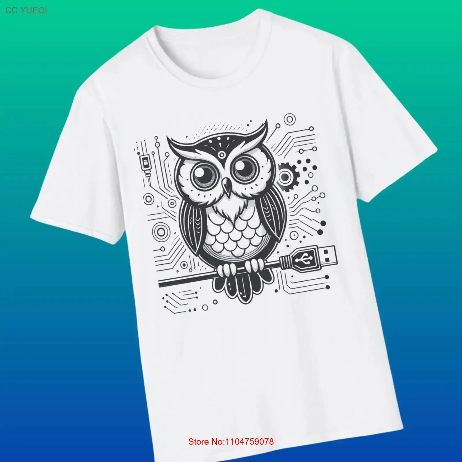 'Tech Owl' T Shirt Digital Wisdom in Circuits Futuristic Design for Technology and Nature Lovers vintage Washed Stylish