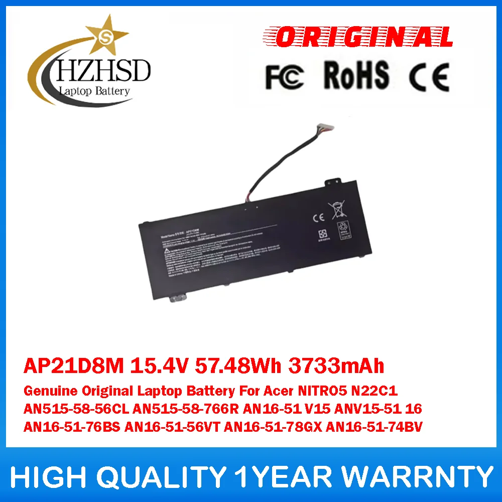 AP21D8M 15.4V 57.48Wh 3733mAh حقيقية الأصلي بطارية الكمبيوتر المحمول لشركة أيسر NITRO5 N22C1 AN515-58-56CL AN515-58-766R AN16-51 V15 #1