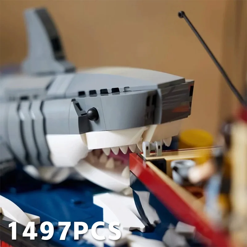 نموذج الديكور الساخن 21350 فكي الديوراما قارب القرش القراصنة السفينة اللبنات قارب صيد الطوب اللعب هدية للطفل في المخزون #5