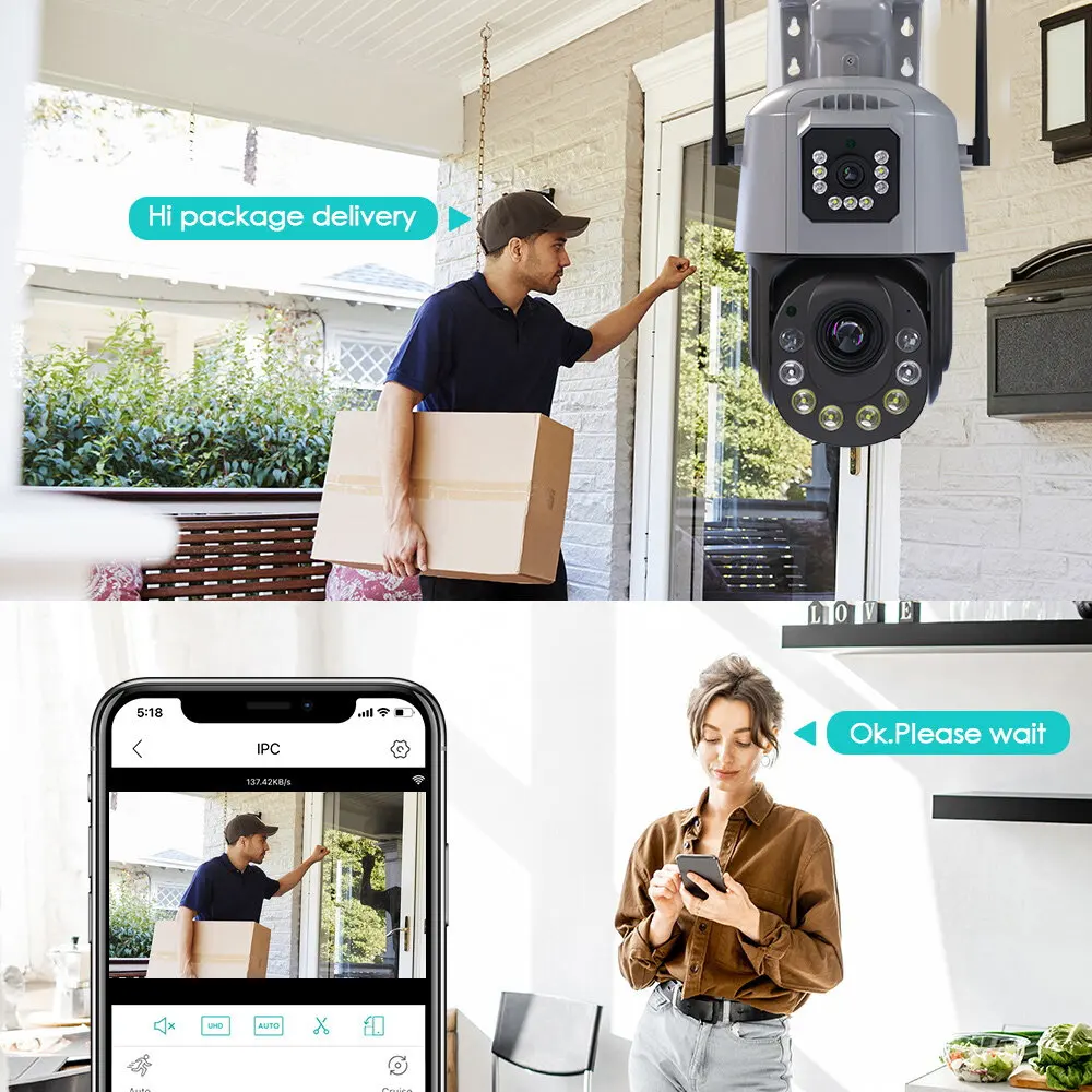Imagem -05 - Câmera ao ar Livre sem Fio Zoom Óptico 8mp Conexão Cctv 360wifi Ptz4k Conexão Cctv em Casa Telefone até 500 Metros Linook-icsee36x