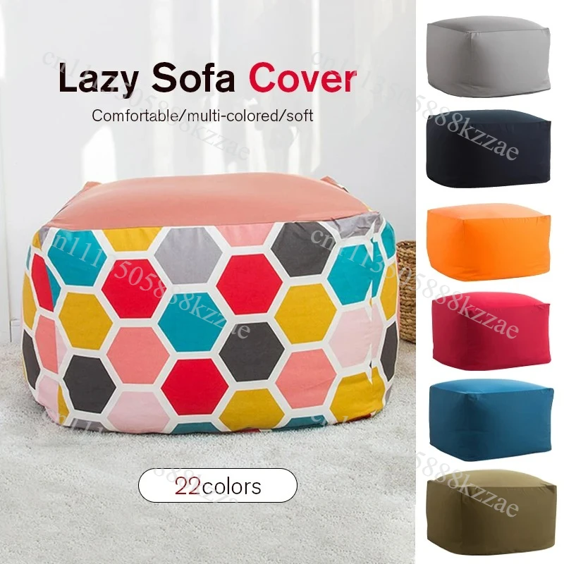 Japanese Solid Color Unfilled Bean Bag Sofa Cover Minimalist Tatami Removable Washable Slipcover Single Chair Pouf Home Decor