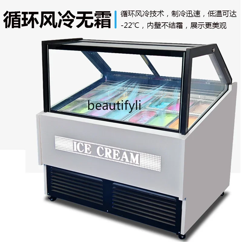 Asmt42 Vetrina per gelato commerciale con taglio spesso, vetrina congelata per yogurt fritto, raffreddata ad aria, senza gelo