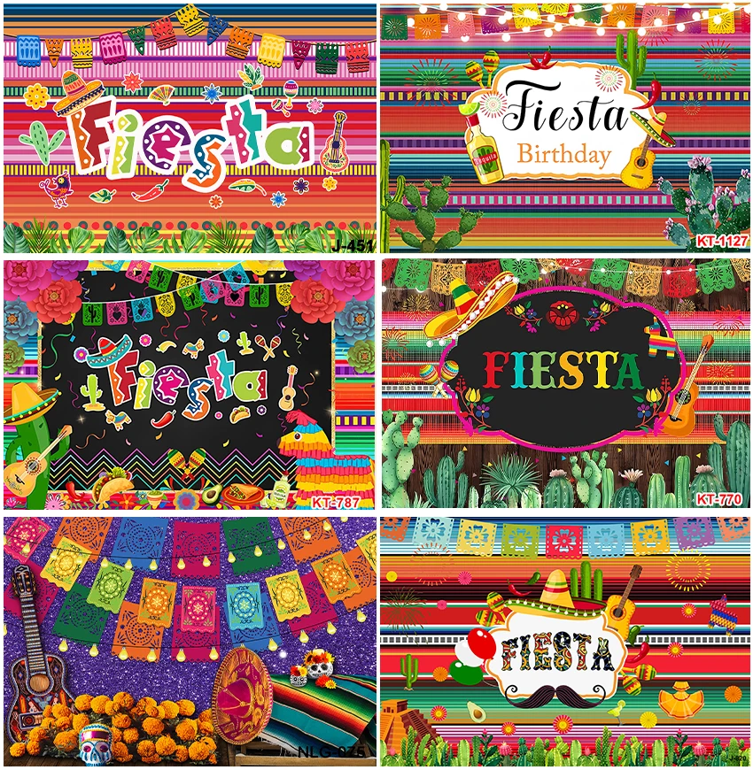 

Mexican Fiesta Backdrops Cinco De Mayo Summer Luau Pool Party Birthday Decoration Backgrounds Colorful Stripe Baby Shower Banner