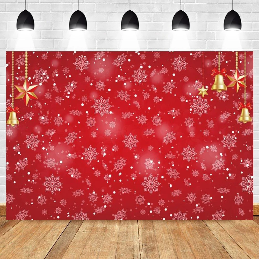 Christmas Backdrop Photography Glitter Snowflake Red Colour Merry Christmas Party Birthday Decoration Photographic Background