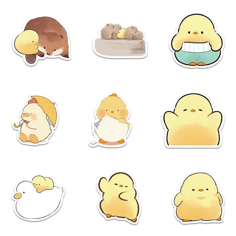 60PCS Cartoon Personality Yellow Chick Creative Graffiti Decorative Sticker
