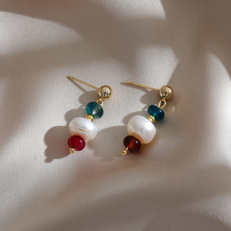 

Fashion Colorful Natural Stone Pearl Pendant Earrings for Women Bride Wedding Earrings Anniversary Gift Jewelry Accessories