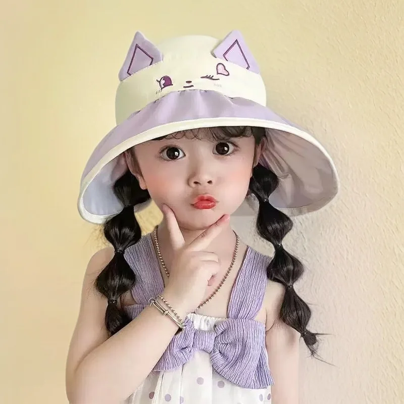قبعة الأطفال 2025 الجديدة الكبيرة الطنف الصيف الفتيات واقية من الشمس UV حماية فارغة قبعة الشمس طوي الصبي رقيقة الطفل قبعة 2
