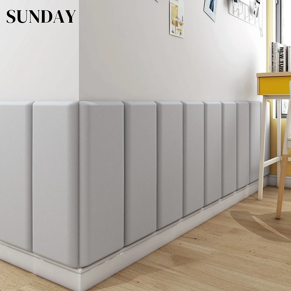 2-8 PCS 3D Wall Sticker Soft Bag Self Adhesive Leather Kids Anti-collision Wall Fence Room Headboard Anti Collision Wall Panels