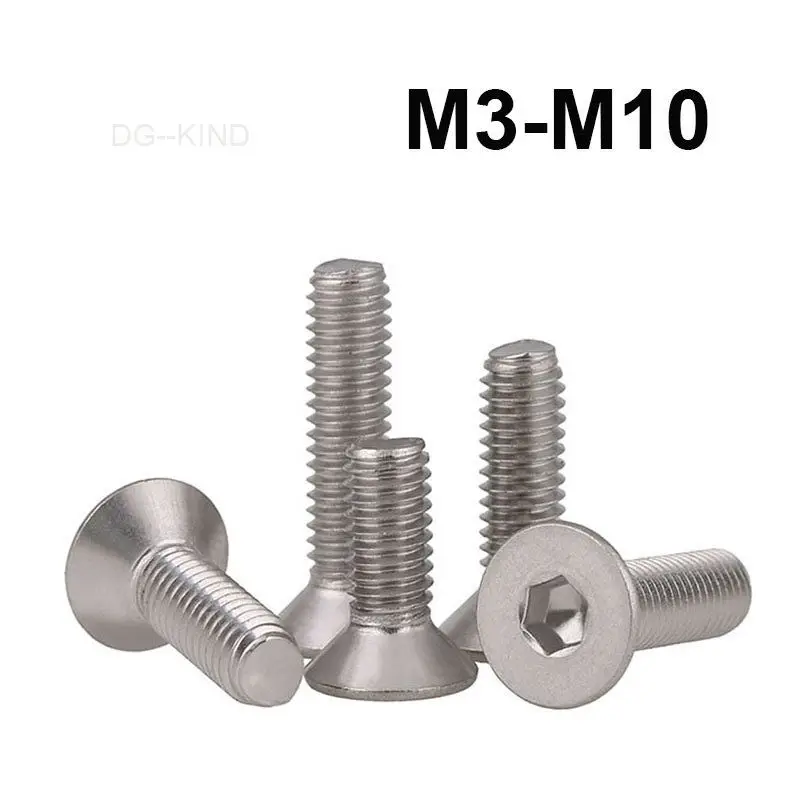 

Flat head hexagonal screws, m3 m4 m5 m6 m8 m10, 316 stainless steel hexagonal screws