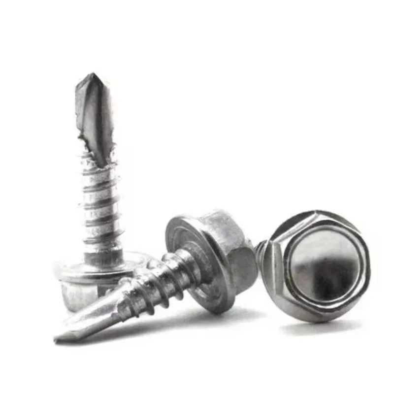 

RTBVEKI 30pcs M4.8 hexagon flange face screws outer hex screw self-tapping drill tail bolts stainless steel bolt 13mm-32mm lengt