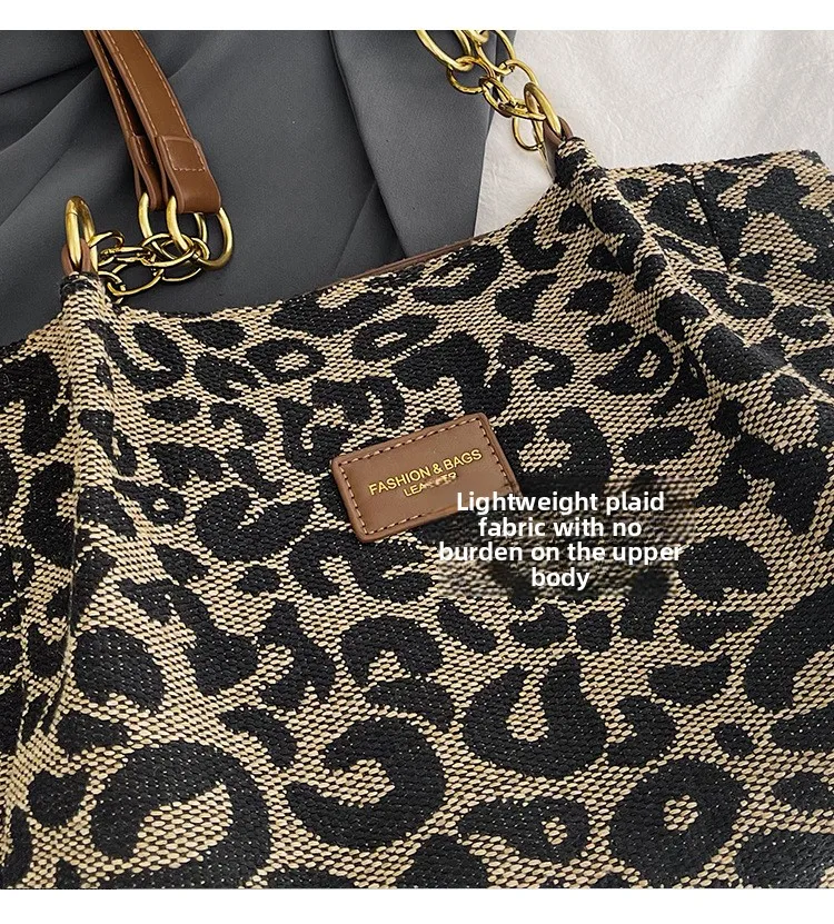 Meistverkaufte Damentasche, Retro-Leopardenmuster, einzelne Achselhöhlen-Umhängetasche, Einkaufstasche mit großer Kapazität, tägliche Handtasche für Frauen beim Einkaufen – Detail 14