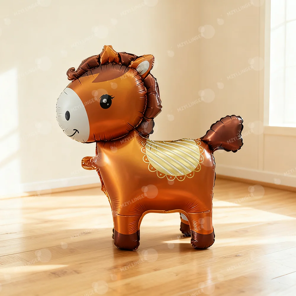 Cartoon Nette Styling Pony Ballon Pferd Aluminium Film Ballon für Bauernhof Party Fotografie Requisiten Geburtstag Dekoration – Detail 7