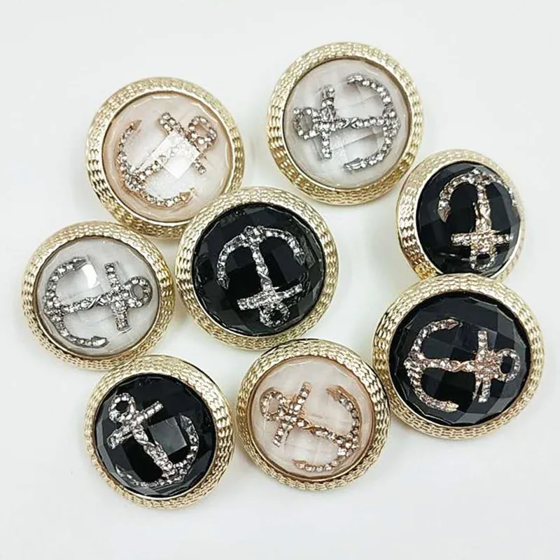 Gold Round Cloth Metal Buttons For Needlework Clothing Women Coat Suit Cardigan Sewing Button 6pc/lot