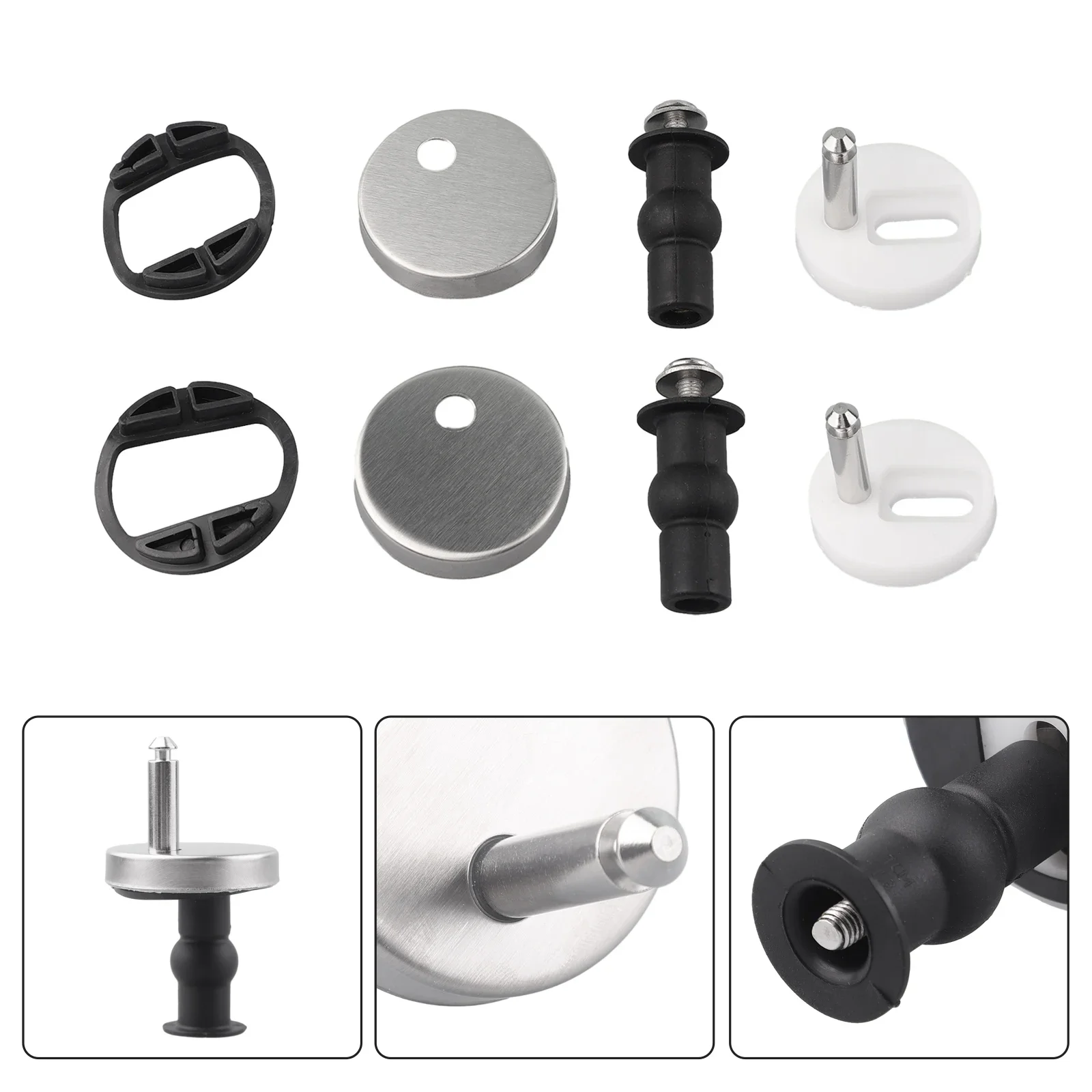 Home Toilet Hinge Seat Mounting For Most Standard Heavy Duty Hinge Part Quick Release Replacement Sliver&Black