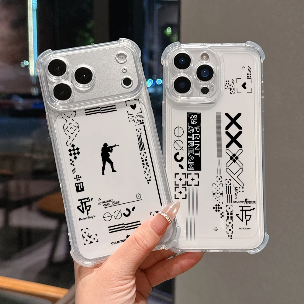 C-Counter Strikes CSGO Handyhülle für iPhone 17 Air 16 15 14 Plus 13 12 11 Pro Max X Xs XR 8 e Weiche Stoßfeste Dünne Transparente Schutzhülle