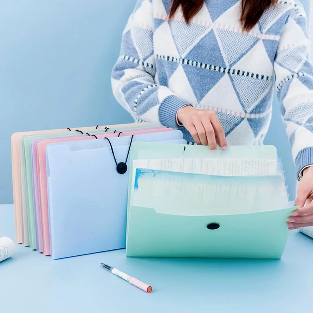 Organ Folder Buckle Design File Storage Bag Transparent Insert Documents Storage A4 8 Grids File Folder Stationery Supplies