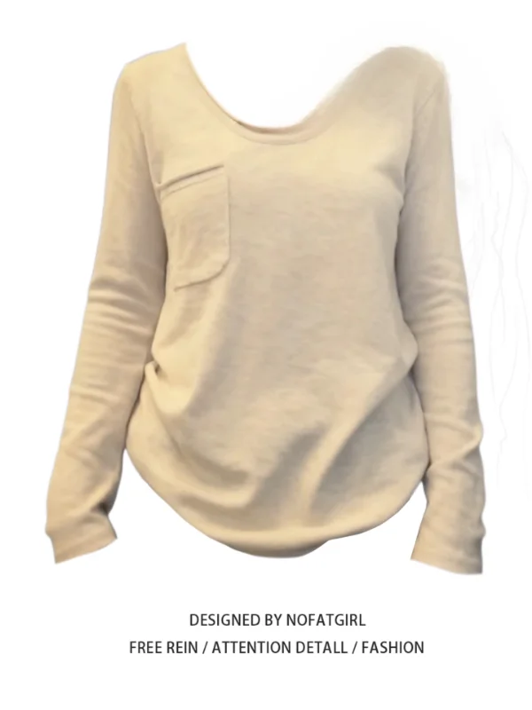 

Женская корейская повседневная кофта больших размеров с длинным рукавом, на флисовой подкладке, свободного кроя, с круглым вырезом, осенне-зимняя, цвет овсяный, утягивающий эффект