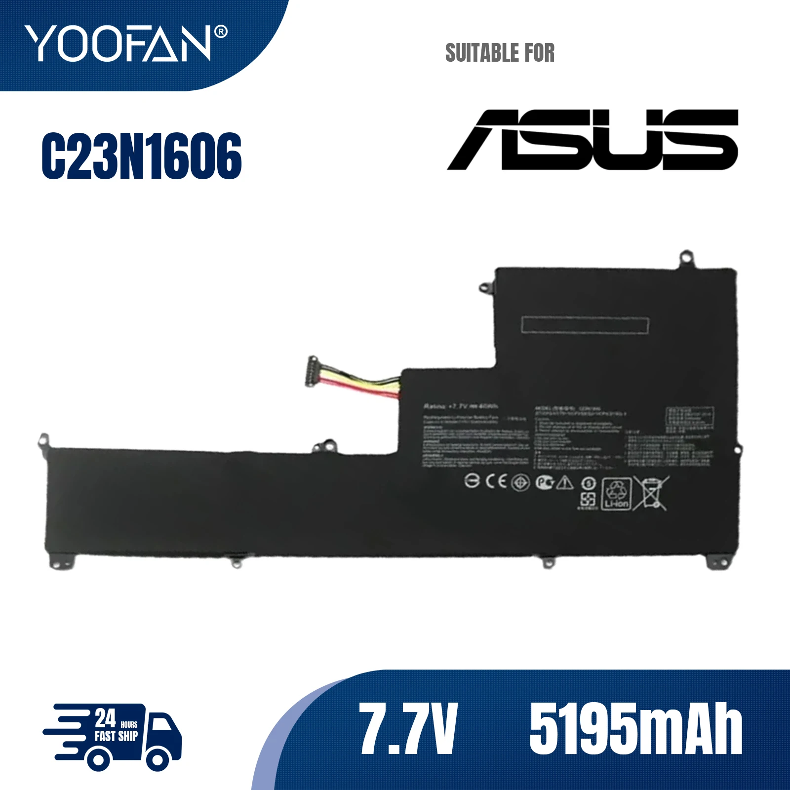 

YOOFAN C23N1606 Laptop Battery For ASUS Zenbook 3 UX390 UX390UA UX390UAK UX390UA-1A UX390UA1A C23PQCH Series 7.7V 35WH