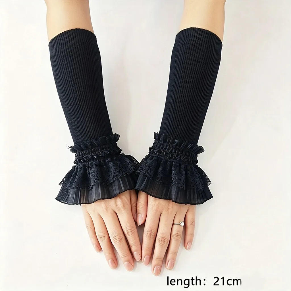 Fake Sleeve Cuffs Elegant Ruffle Cuff Arm Warmers Lace Trim Arm Warmers Knit Knit Lace Arm Covers For Travel Daily Outfits All