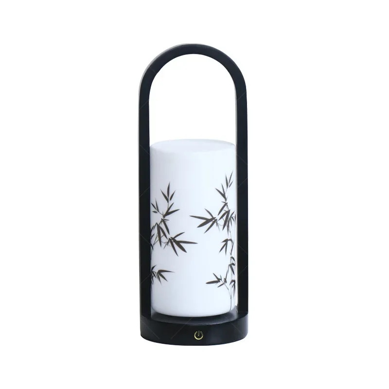 신형 중국식 책상 램프 침실 침대 옆 탁상용 젠 고급 감각 충전 리모컨 수면 분위기 솔리드 우드 휴대용