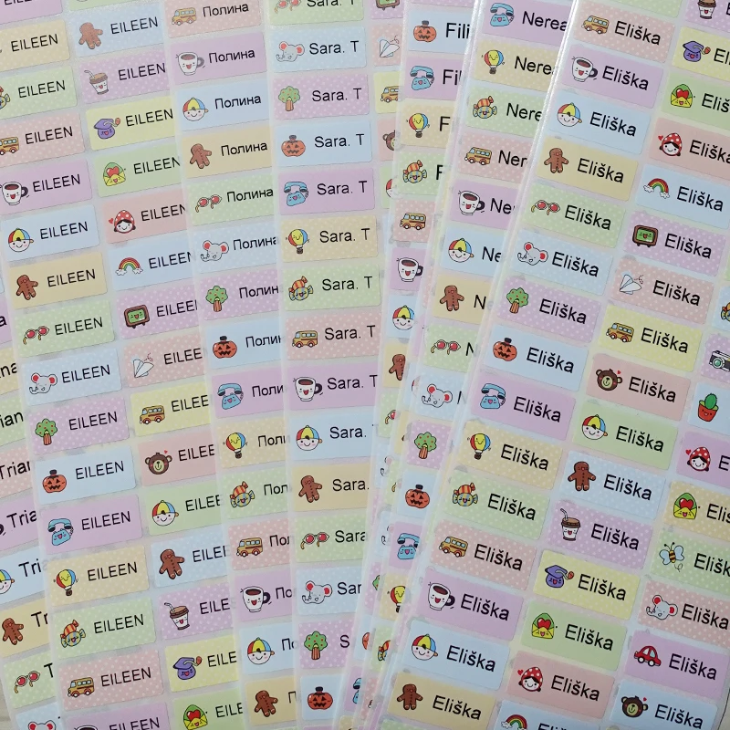 120Pcs Customize Name Tag Sticker Waterproof Stickers Children School Stationery Water Bottle Pencil Kawai Name Labels for Kids