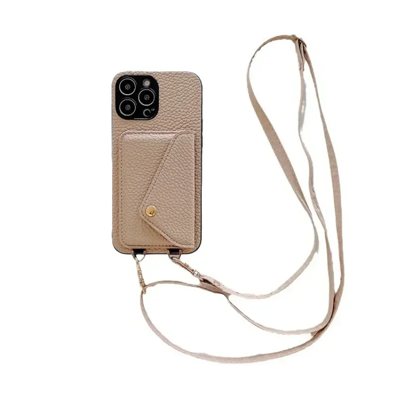 Lanyard Crossbody riem lederen telefoonhoesje voor iPhone 17 Air 16 15 Plus 14 13 12 11 Pro Max portemonnee met kaarthouder cover - afbeelding 2