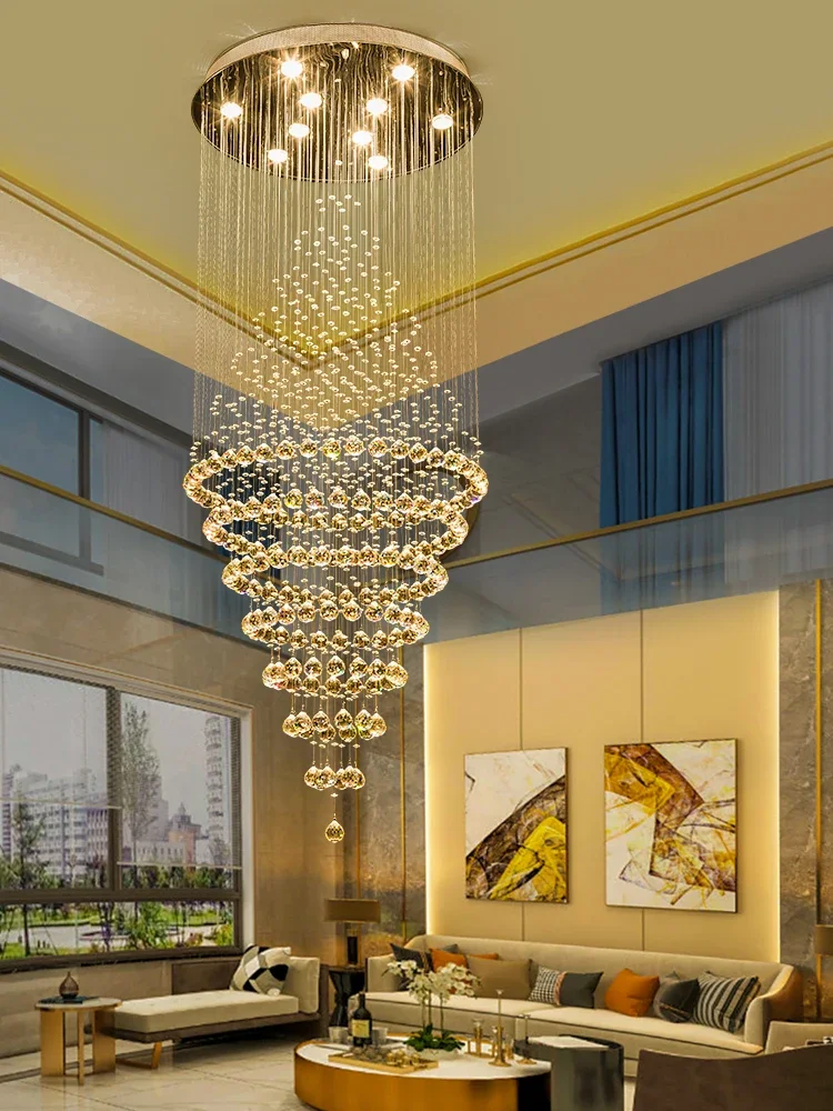 Morden Crystal Long Stair Pendant Light Artistic Wedding De…