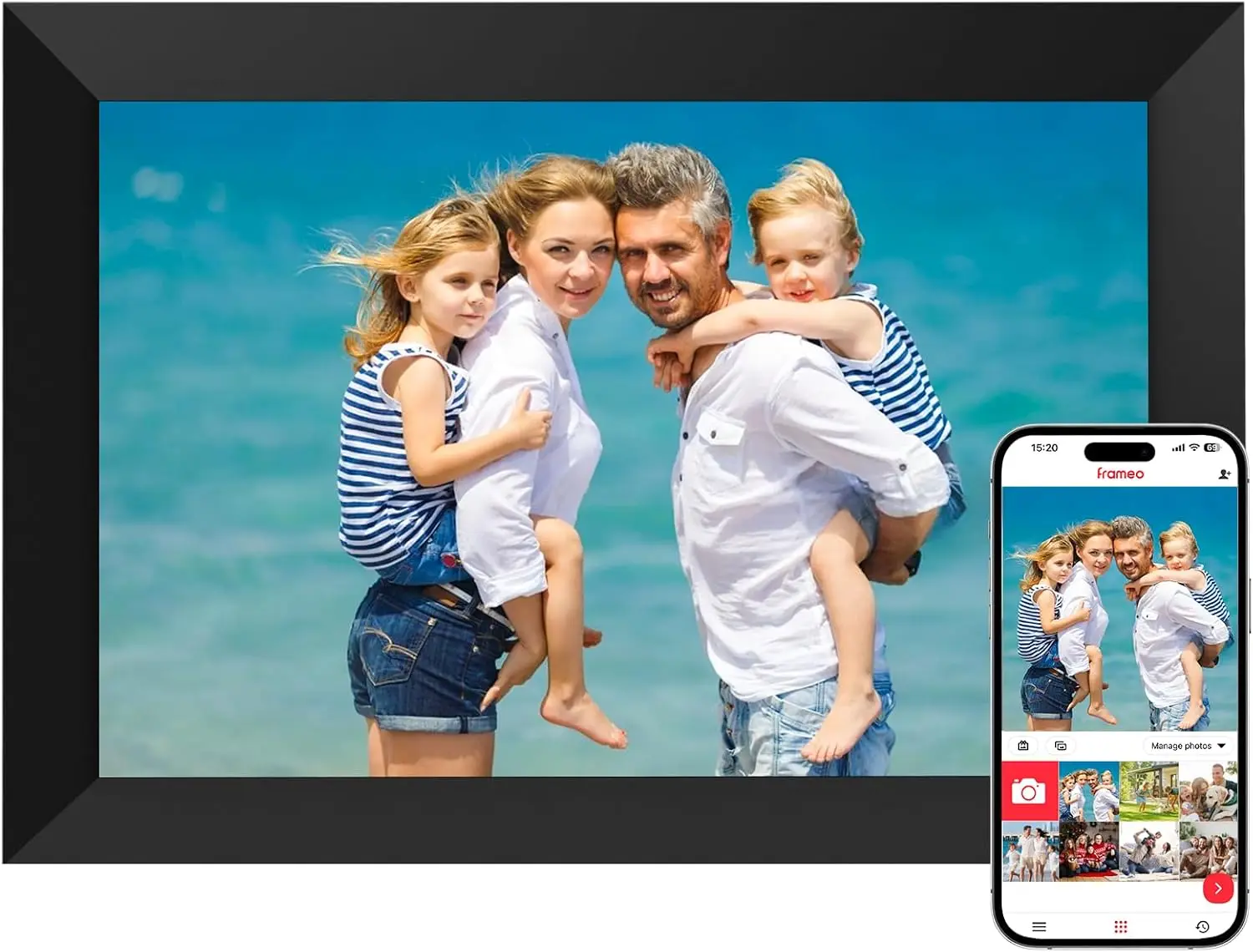 10.1 Inch WiFi Digital Picture Frame, HD IPS Touch Screen, Auto-Rotate, Share via App, Wall Mountable, Great Gift for Mom