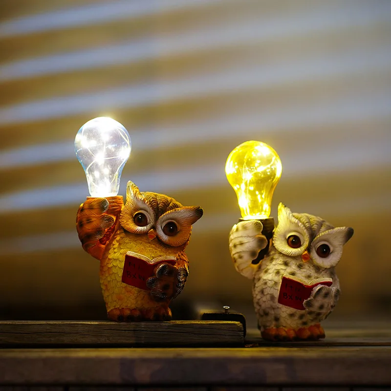

Luminous solar light owl ornament garden courtyard animal decoration resin handicrafts aesthetic decoration
