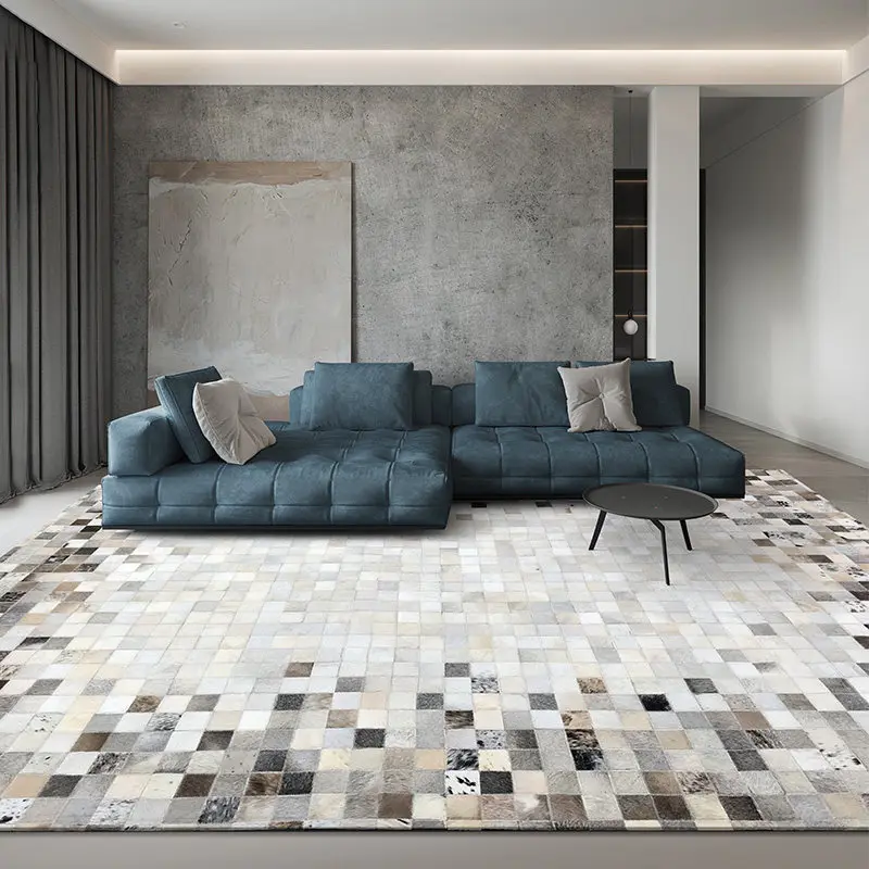 

Серо-белый ковер из натуральной коровьей шкуры, большой, для гостиной, центральный, напольный, ручной работы, на заказ, любой размер, роскошный офисный ковер, коврик для пола