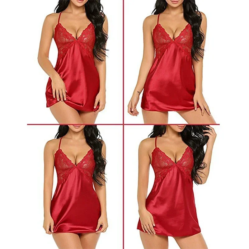 Sexy Nightdress Lace Satin Nightdress Ladies Lingerie Pajamas Babydoll Sexy Clothing Erotic Hot Exotic Pajamas   Sexy Lingerie image 3