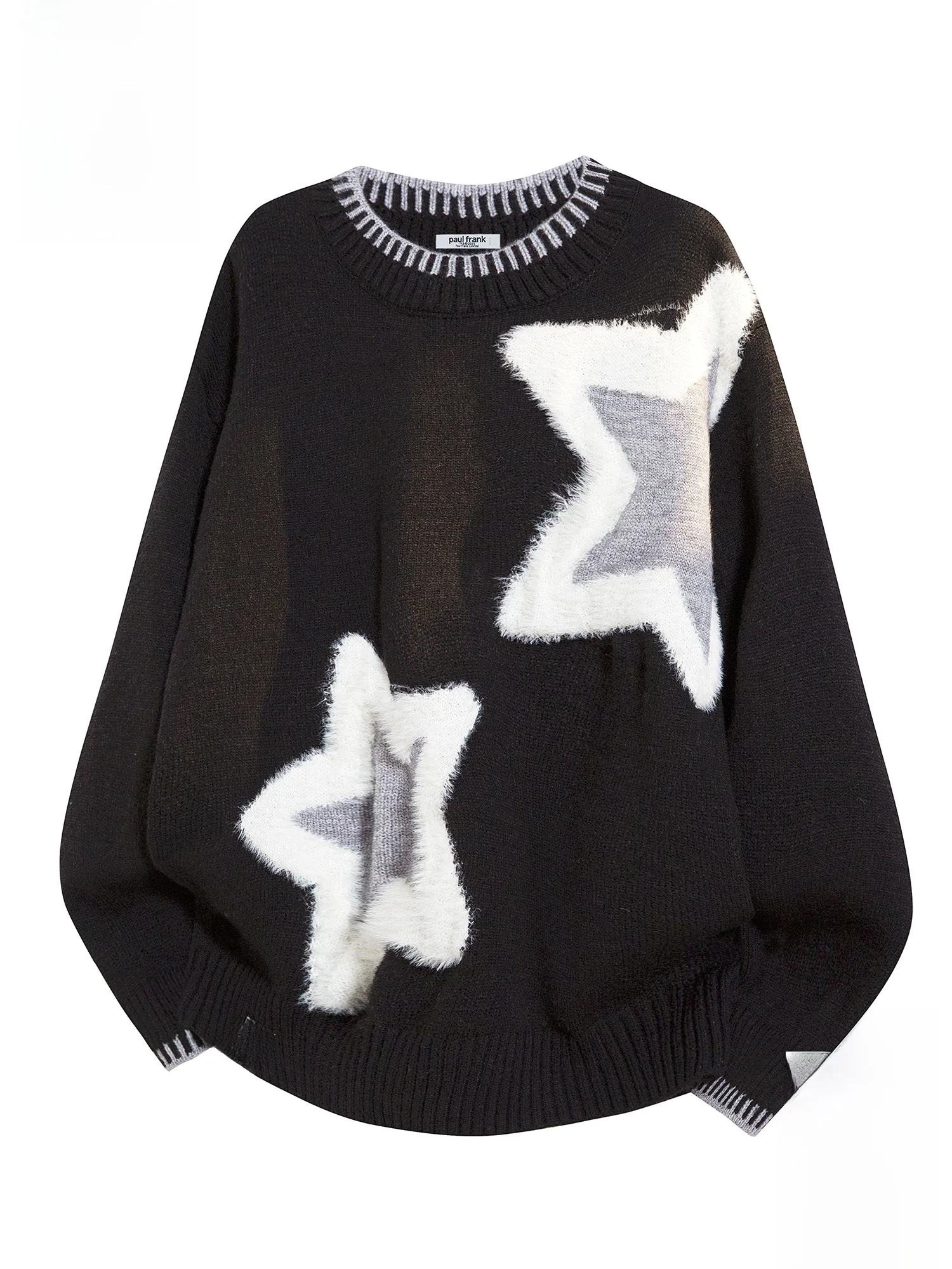 

PaulFrank Retro Color Blo Star Knit Sweater Men's Loose Casual Overhead Winter Faion Ci Sle Long Sve round Ne Top