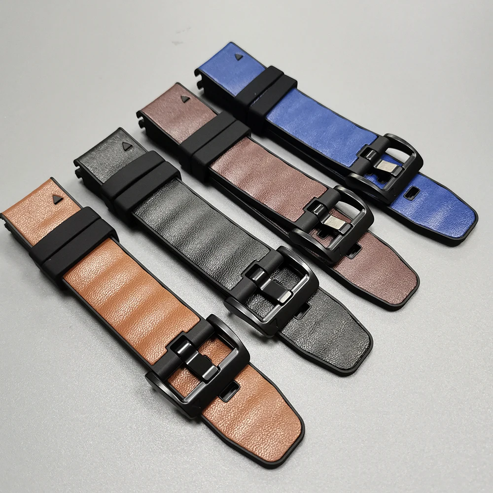 22mm 26mm Quick Release Leather+Silicone WatchBand For Garmin Fenix 5X 5 Plus 6X 6 7X 7 8 Pro/Tactix 8/Instinct 3 2X Solar Strap