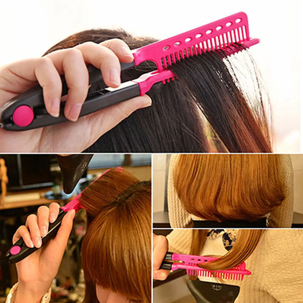 Flat Comb Straightening Comb Salon Hair Brush Combs Hairdressing Styling Hair Straightener V-shaped Straight Comb Straightener