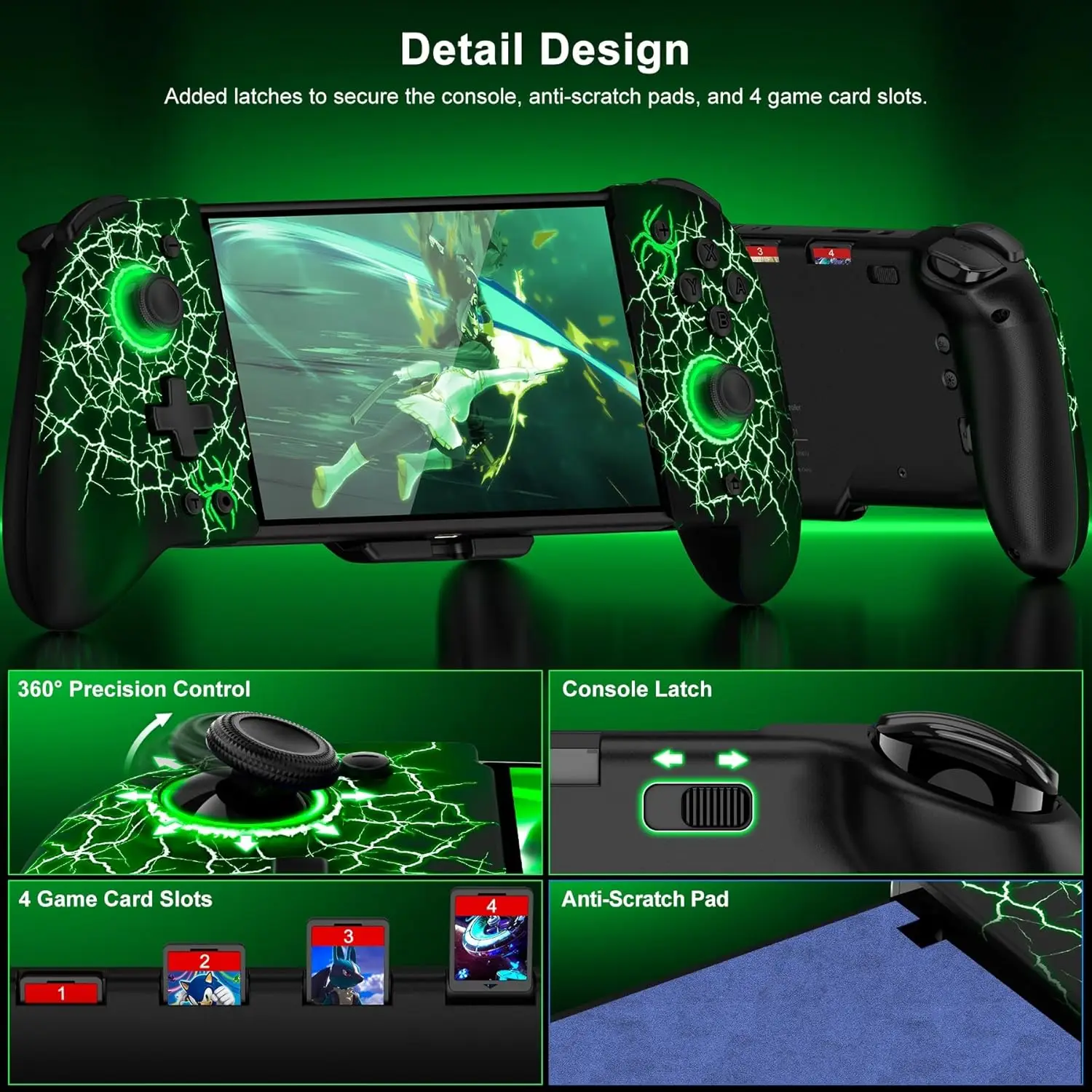 وحدة تحكم DinoFire Switch، للتبديل Joy Con، وحدة تحكم Joypad من قطعة واحدة لوضع Nintendo Switch OLED المحمول